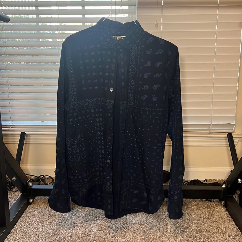 Express medium blue patterned shirt